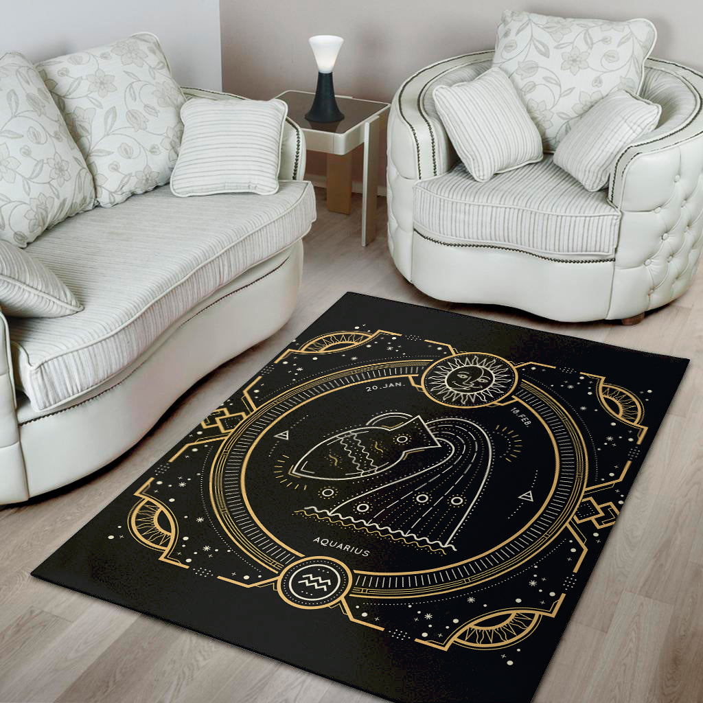 Vintage Aquarius Zodiac Sign Print Area Rug