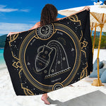 Vintage Aquarius Zodiac Sign Print Beach Sarong Wrap