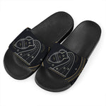 Vintage Aquarius Zodiac Sign Print Black Slide Sandals