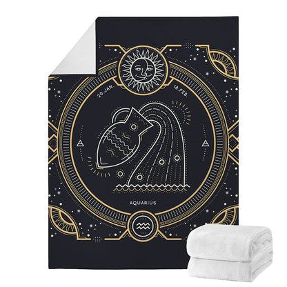 Vintage Aquarius Zodiac Sign Print Blanket