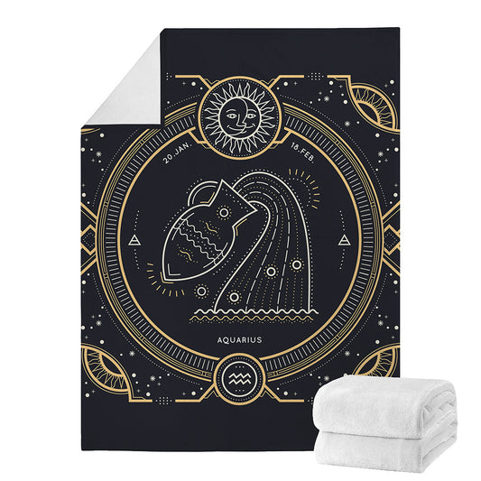 Vintage Aquarius Zodiac Sign Print Blanket
