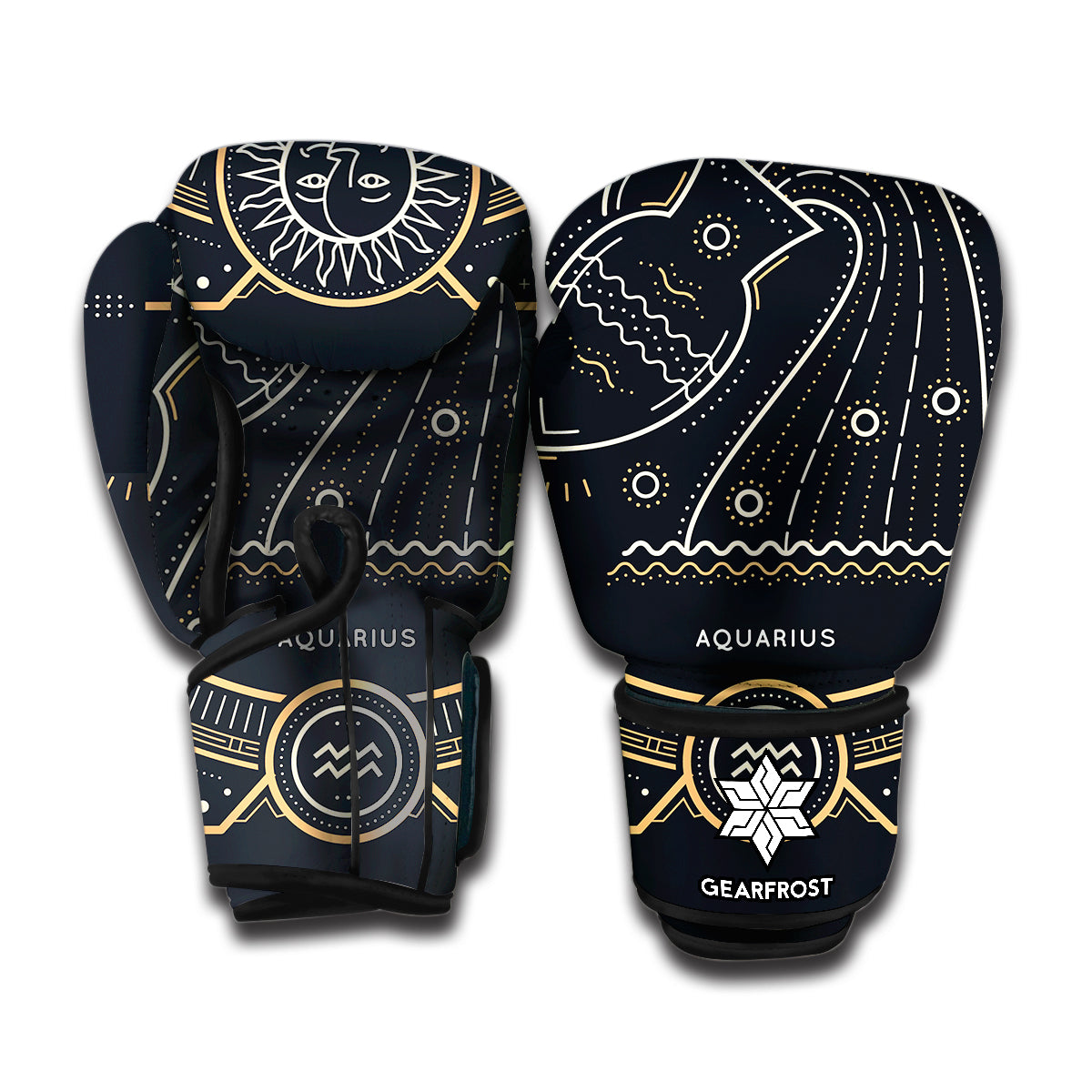Vintage Aquarius Zodiac Sign Print Boxing Gloves