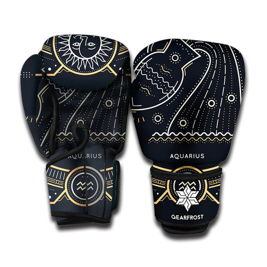 Vintage Aquarius Zodiac Sign Print Boxing Gloves