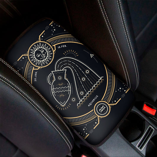 Vintage Aquarius Zodiac Sign Print Car Center Console Cover