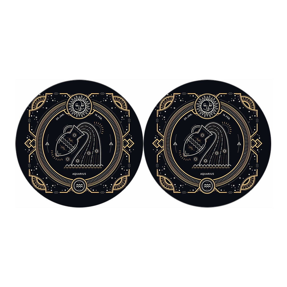 Vintage Aquarius Zodiac Sign Print Car Coasters