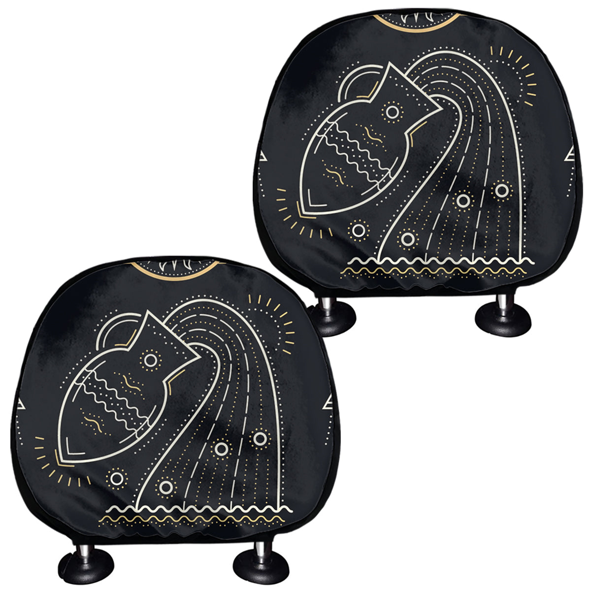 Vintage Aquarius Zodiac Sign Print Car Headrest Covers