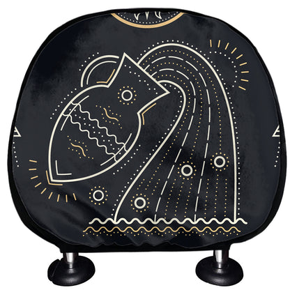 Vintage Aquarius Zodiac Sign Print Car Headrest Covers