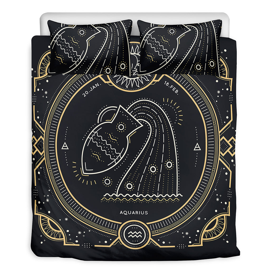 Vintage Aquarius Zodiac Sign Print Duvet Cover Bedding Set