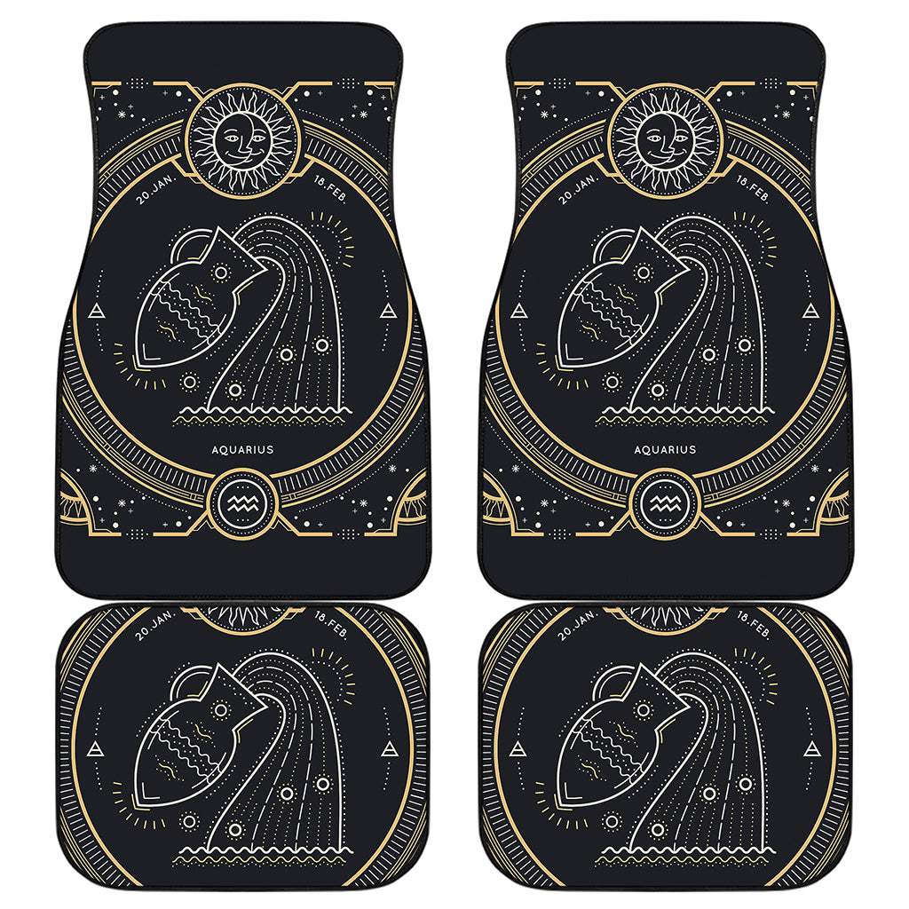 Vintage Aquarius Zodiac Sign Print Front and Back Car Floor Mats