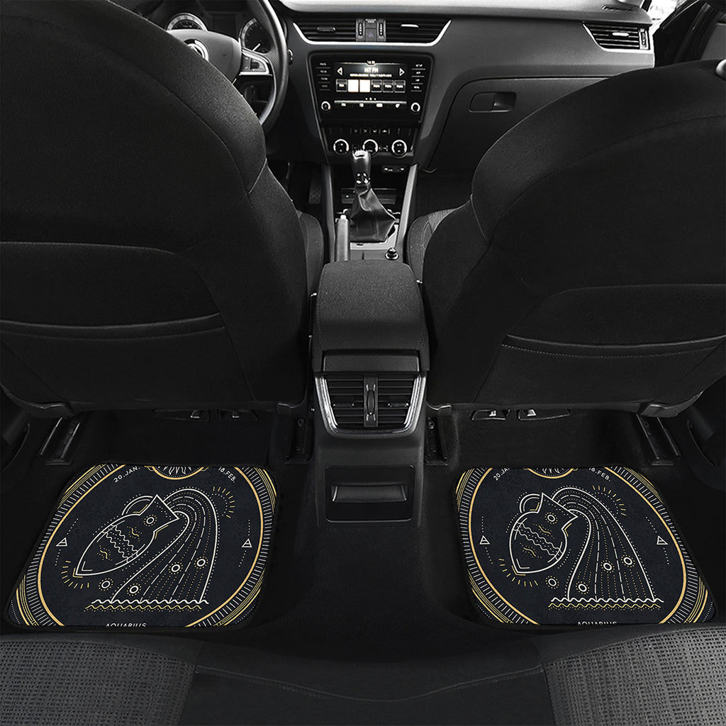 Vintage Aquarius Zodiac Sign Print Front and Back Car Floor Mats