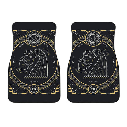 Vintage Aquarius Zodiac Sign Print Front Car Floor Mats