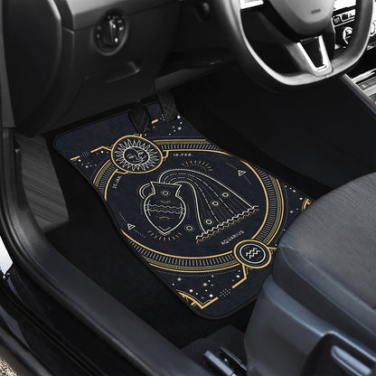 Vintage Aquarius Zodiac Sign Print Front Car Floor Mats