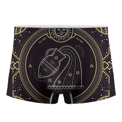 Vintage Aquarius Zodiac Sign Print Men's Boxer Briefs