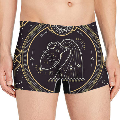 Vintage Aquarius Zodiac Sign Print Men's Boxer Briefs