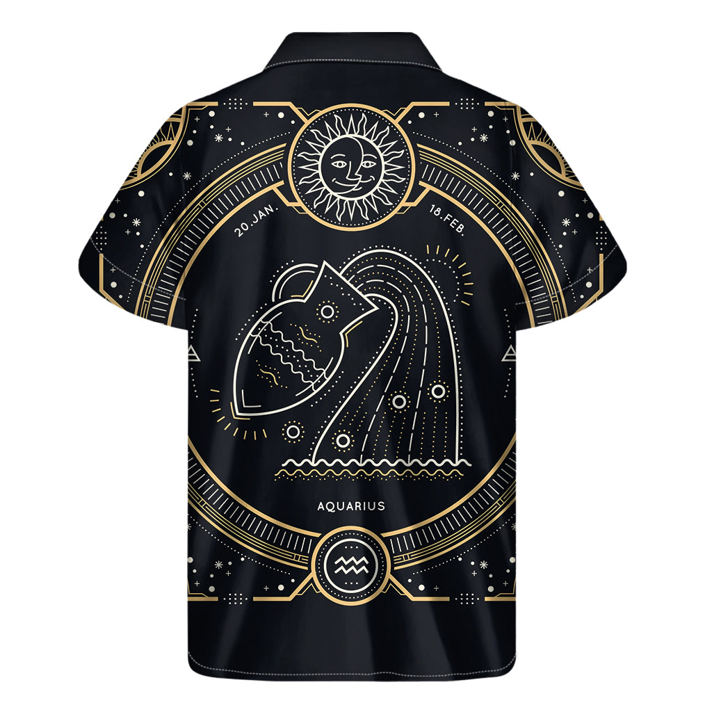 Vintage Aquarius Zodiac Sign Print Men's Short Sleeve Shirt