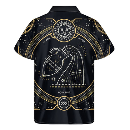 Vintage Aquarius Zodiac Sign Print Men's Short Sleeve Shirt