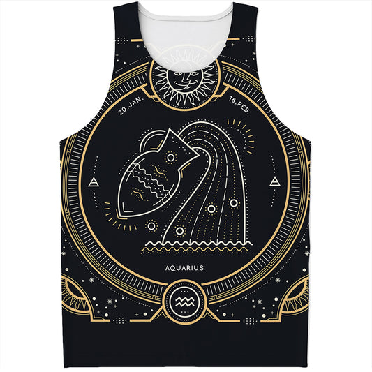 Vintage Aquarius Zodiac Sign Print Men's Tank Top