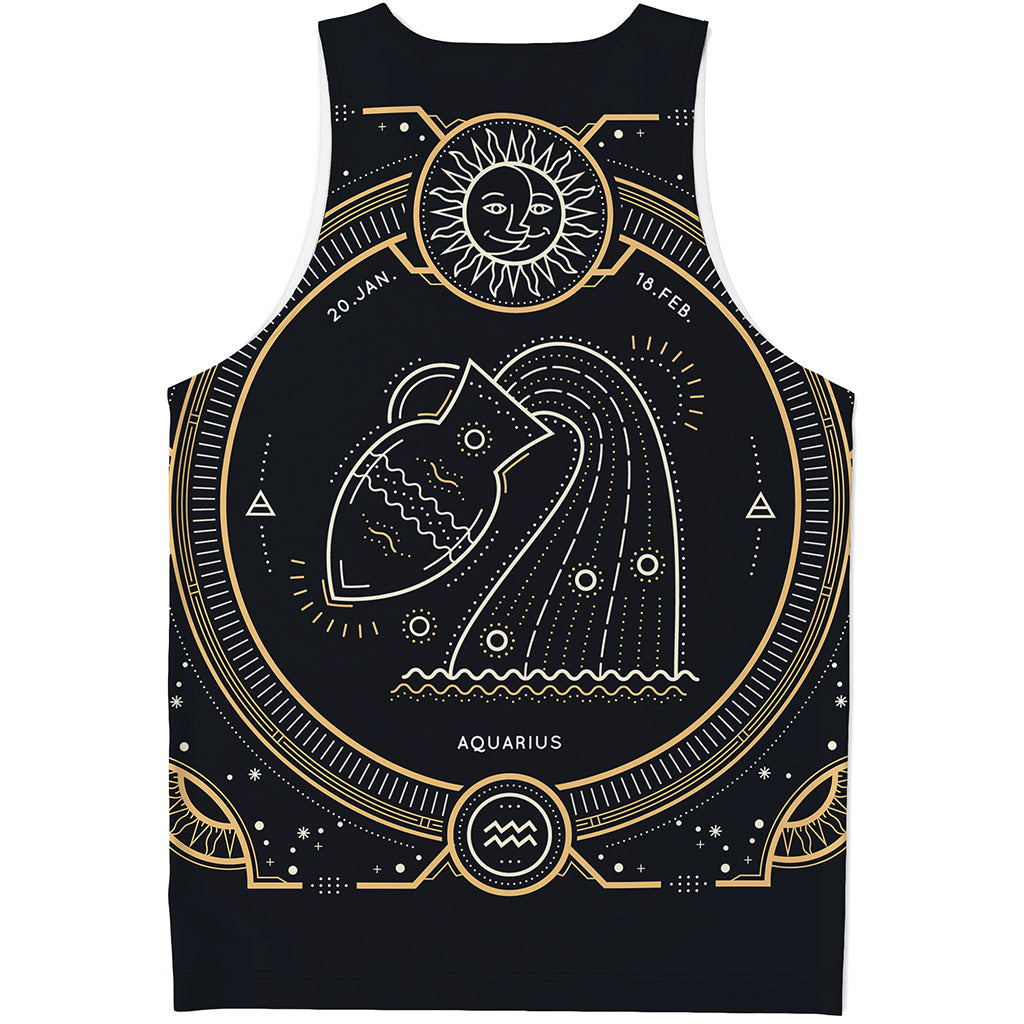 Vintage Aquarius Zodiac Sign Print Men's Tank Top