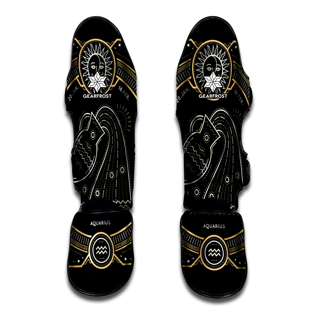 Vintage Aquarius Zodiac Sign Print Muay Thai Shin Guard