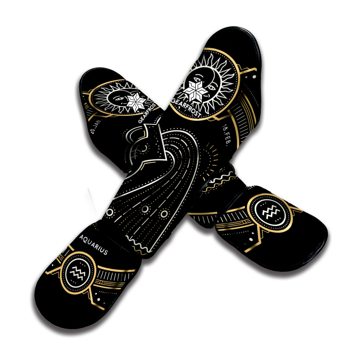 Vintage Aquarius Zodiac Sign Print Muay Thai Shin Guard