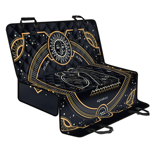 Vintage Aquarius Zodiac Sign Print Pet Car Back Seat Cover