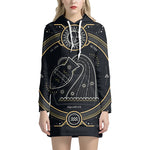 Vintage Aquarius Zodiac Sign Print Pullover Hoodie Dress