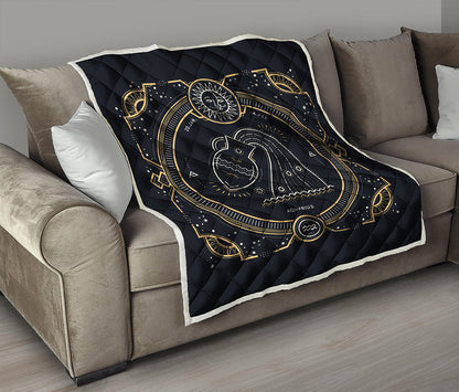 Vintage Aquarius Zodiac Sign Print Quilt