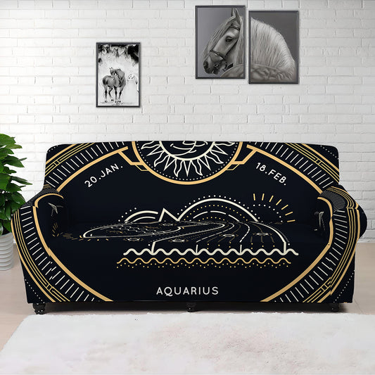 Vintage Aquarius Zodiac Sign Print Sofa Cover