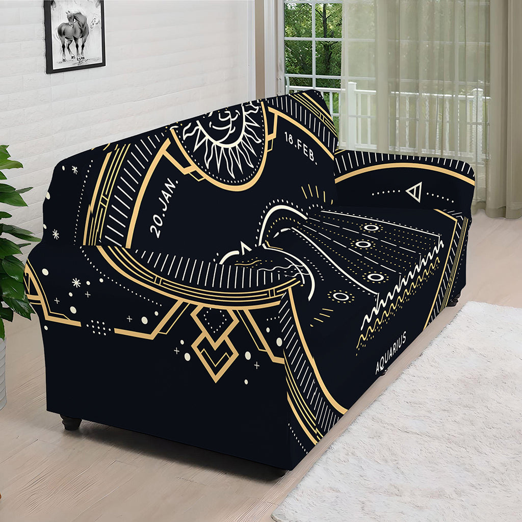 Vintage Aquarius Zodiac Sign Print Sofa Cover