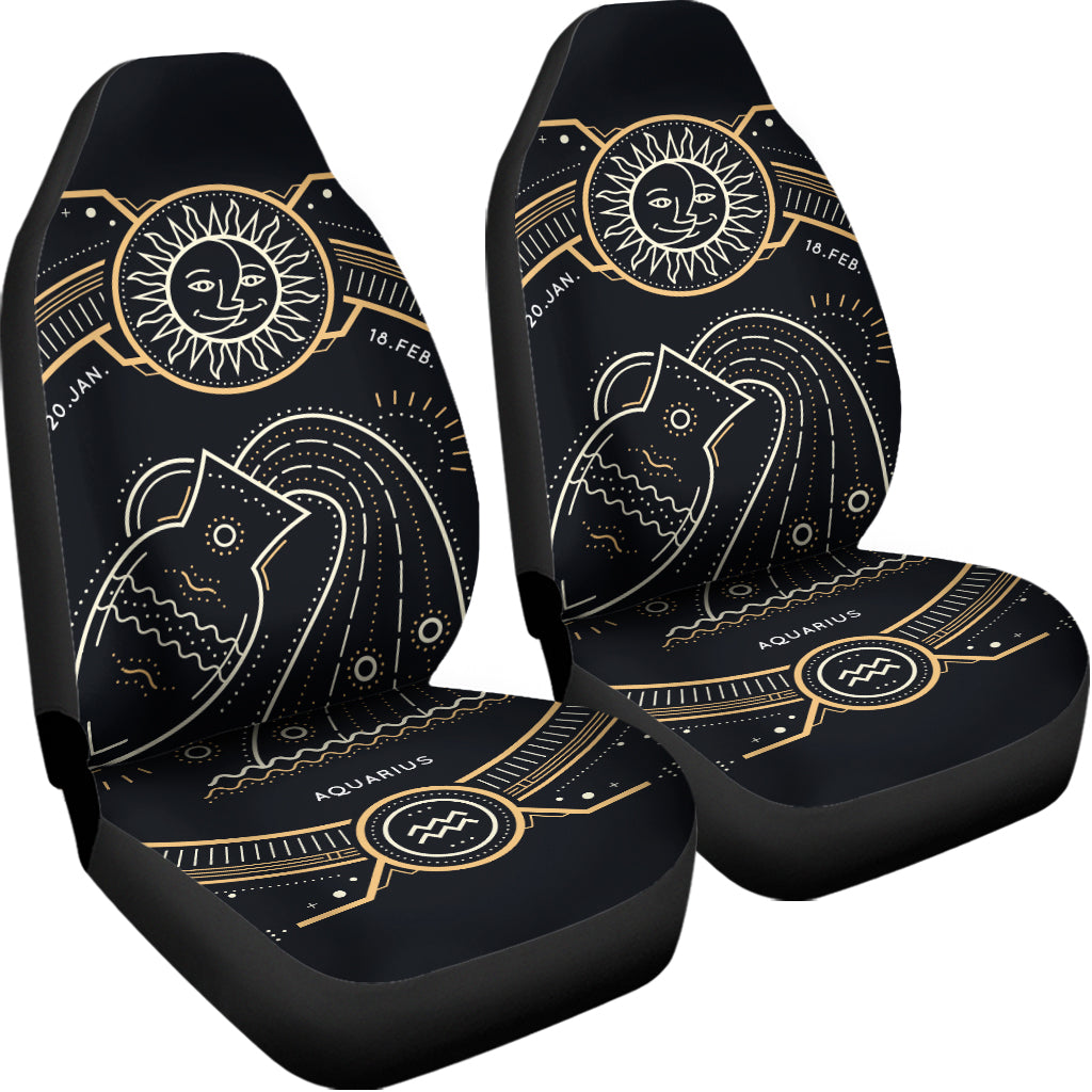 Vintage Aquarius Zodiac Sign Print Universal Fit Car Seat Covers