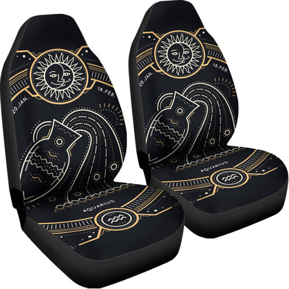 Vintage Aquarius Zodiac Sign Print Universal Fit Car Seat Covers