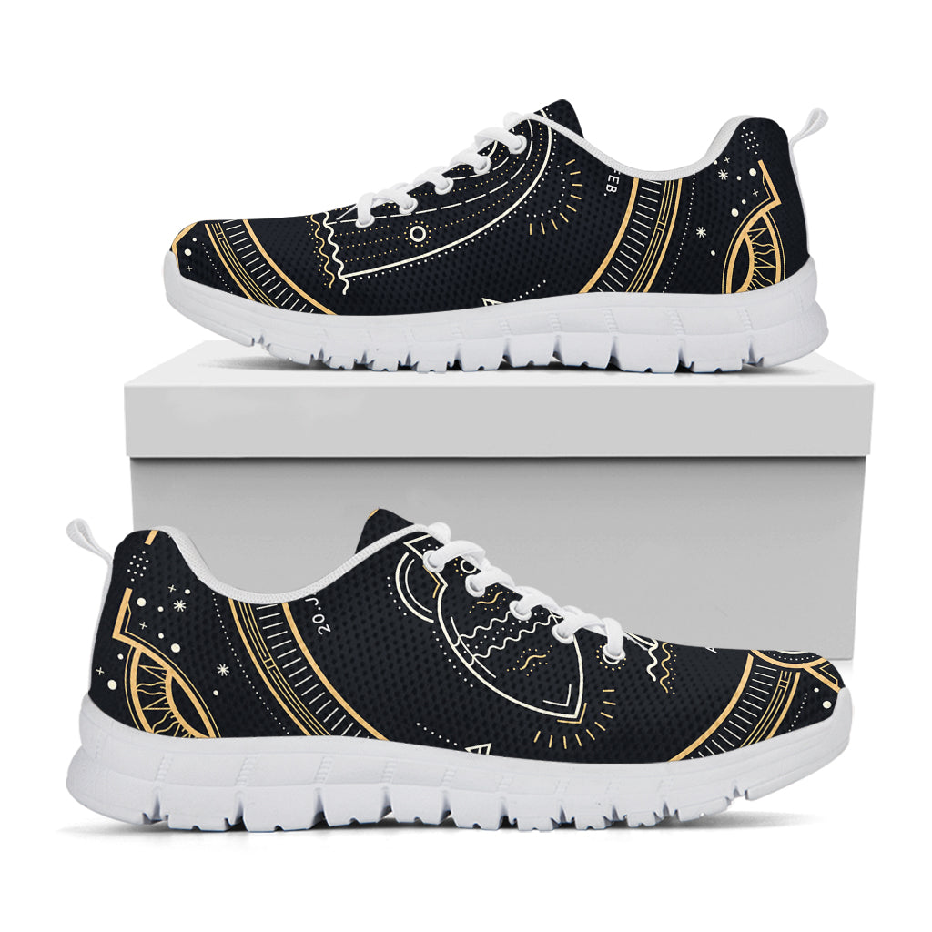 Vintage Aquarius Zodiac Sign Print White Sneakers