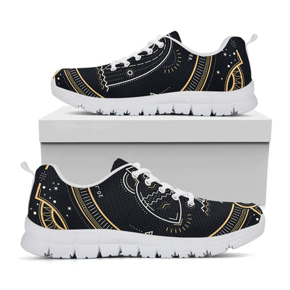 Vintage Aquarius Zodiac Sign Print White Sneakers