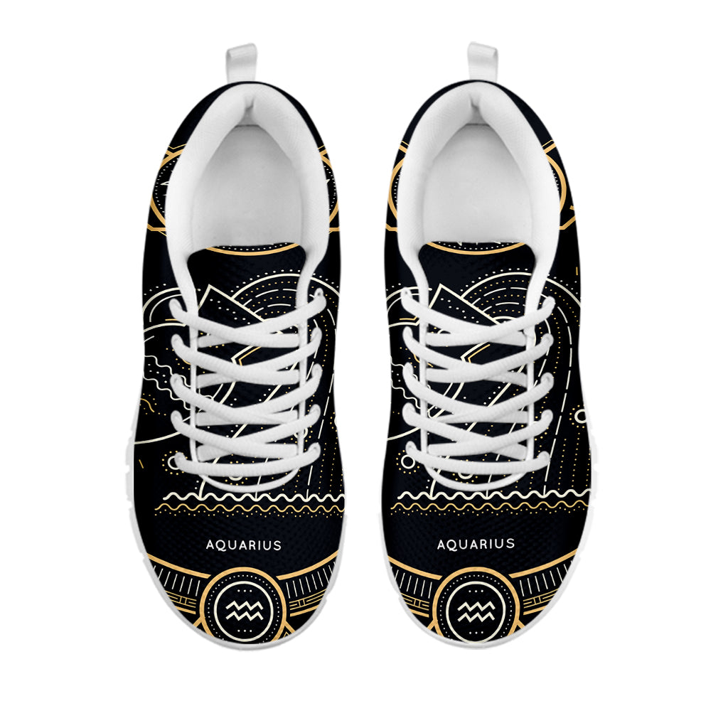 Vintage Aquarius Zodiac Sign Print White Sneakers
