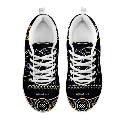 Vintage Aquarius Zodiac Sign Print White Sneakers