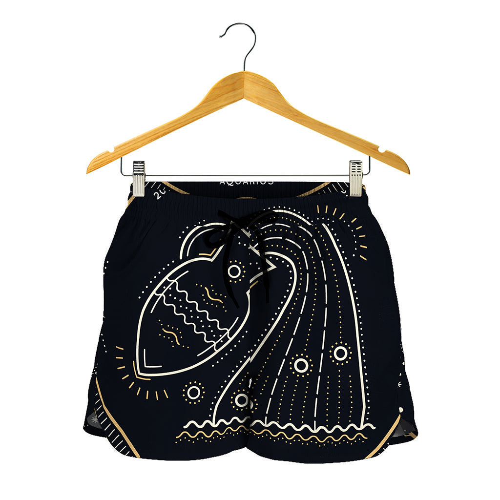 Vintage Aquarius Zodiac Sign Print Women's Shorts