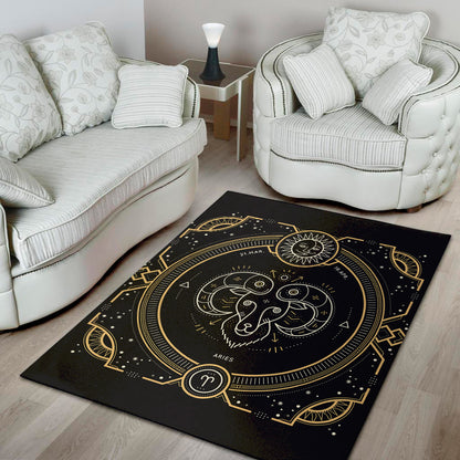 Vintage Aries Zodiac Sign Print Area Rug
