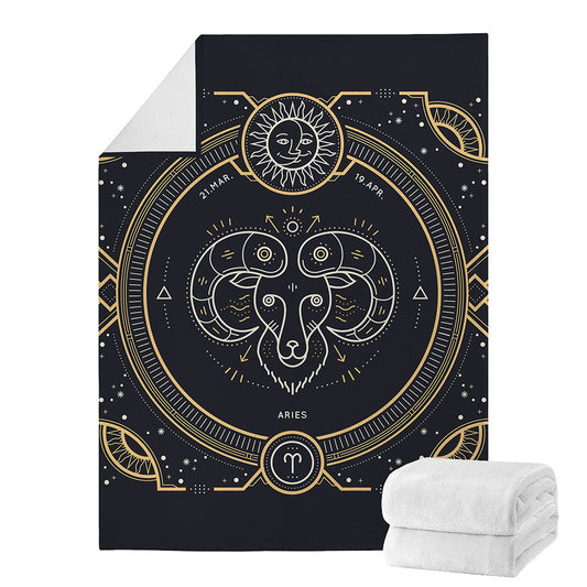 Vintage Aries Zodiac Sign Print Blanket