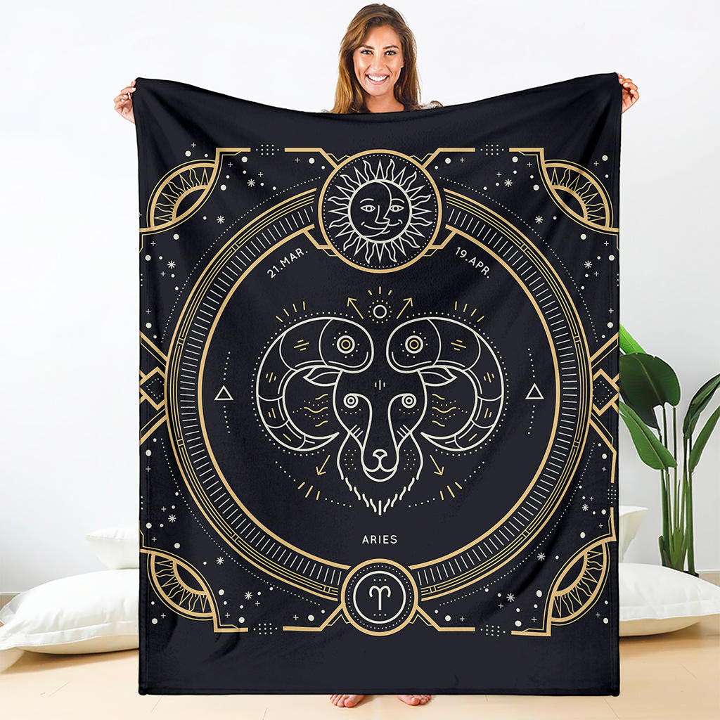 Vintage Aries Zodiac Sign Print Blanket