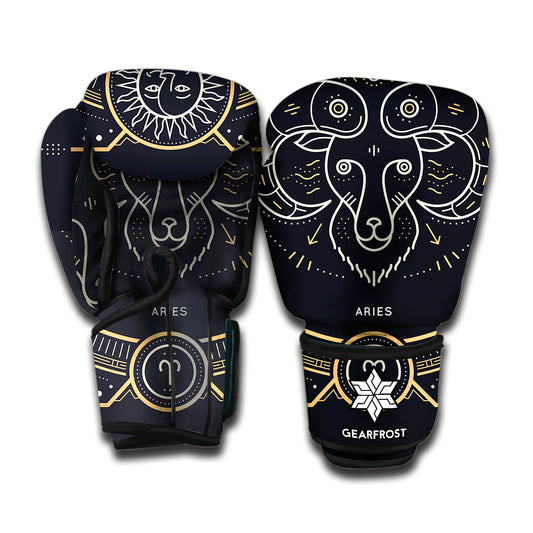 Vintage Aries Zodiac Sign Print Boxing Gloves