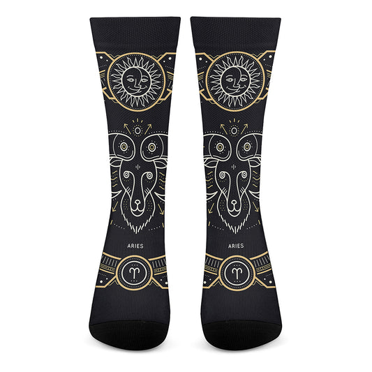 Vintage Aries Zodiac Sign Print Crew Socks