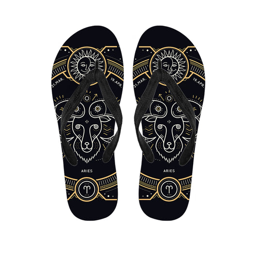 Vintage Aries Zodiac Sign Print Flip Flops