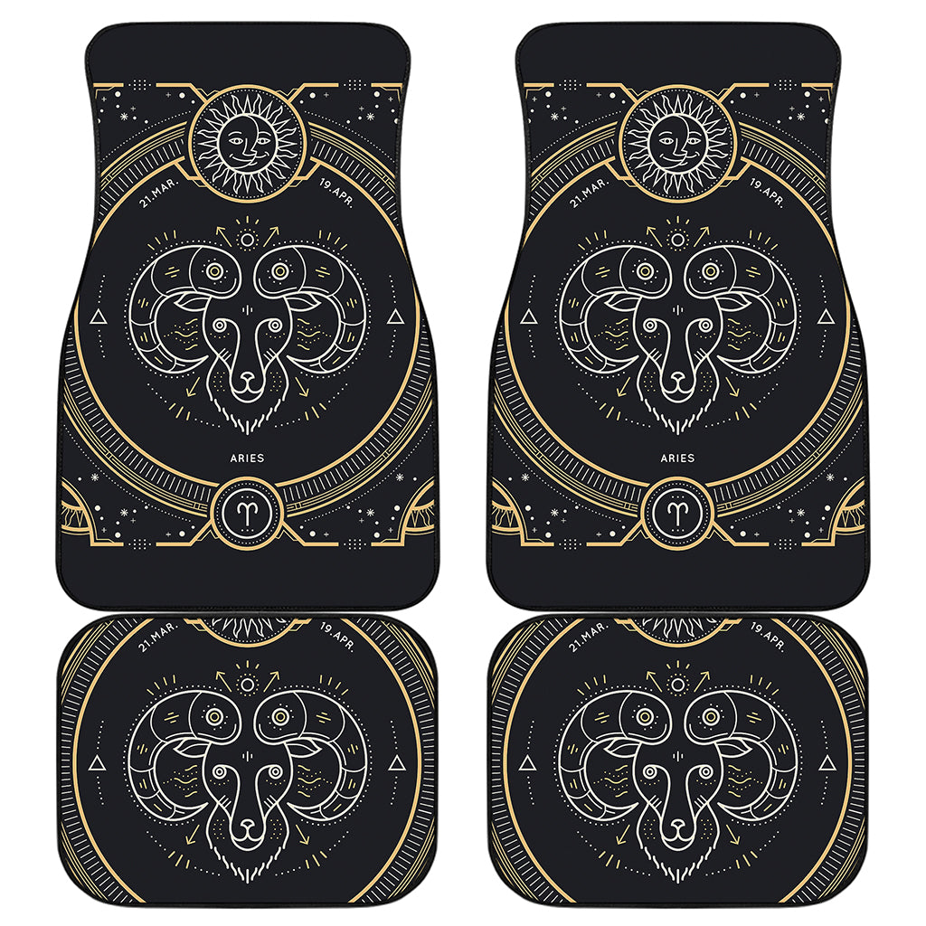 Vintage Aries Zodiac Sign Print Front and Back Car Floor Mats