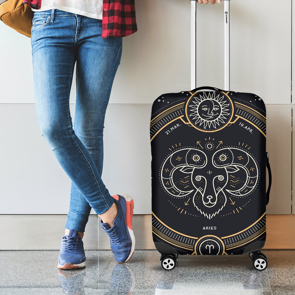 Vintage Aries Zodiac Sign Print Luggage Cover