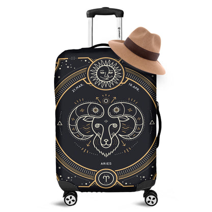 Vintage Aries Zodiac Sign Print Luggage Cover