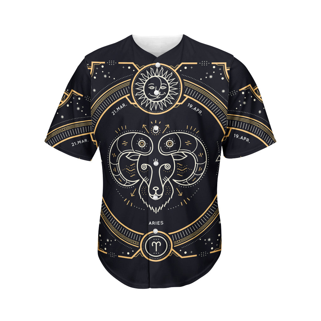 Vintage Aries Zodiac Sign Print Men's Baseball Jersey