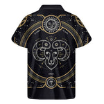 Vintage Aries Zodiac Sign Print Men's Short Sleeve Shirt