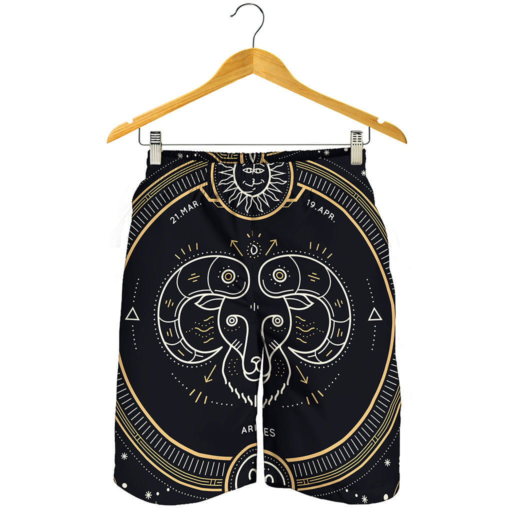 Vintage Aries Zodiac Sign Print Men's Shorts