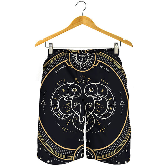 Vintage Aries Zodiac Sign Print Men's Shorts