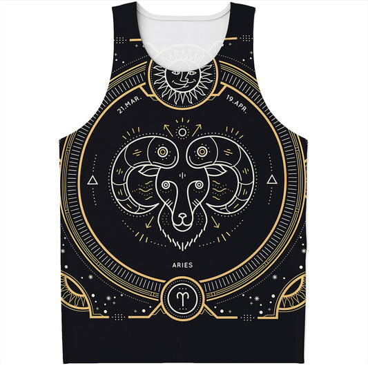 Vintage Aries Zodiac Sign Print Men's Tank Top
